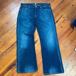 7 for all Mankind Straight Leg Wide Leg Dark Wash Jeans Size 36 31 button fly